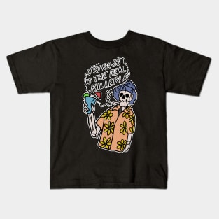 Tattoo Art Skeleton With Cocktail Stress is the real killer Kids T-Shirt